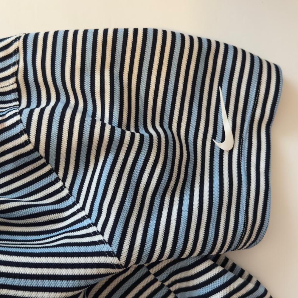 Nike Navy and White Striped Polo Shirt Dry Fit - Picture 6 of 7